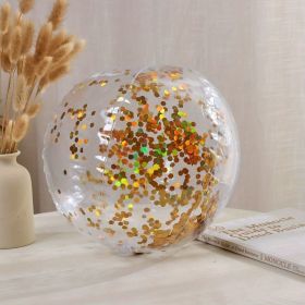 Inflatable Beach Ball; 16/24 In Pool Toys Balls; Giant Confetti Glitters Inflatable Clear Water Ball; Swimming Pool Water Beach Toys Outdoor; Sum (Color: Golden, size: 40cm/24in)