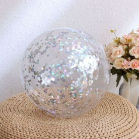 Inflatable Beach Ball; 16/24 In Pool Toys Balls; Giant Confetti Glitters Inflatable Clear Water Ball; Swimming Pool Water Beach Toys Outdoor; Sum (Color: Silvery, size: 30cm/16in)