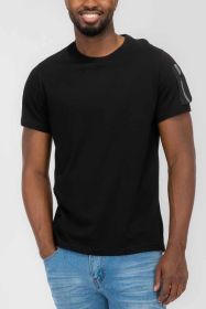 SHORT SLEEVE COTTON TSHIRT (Color: BLACK BLACK, size: XL)