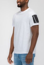 SHORT SLEEVE COTTON TSHIRT (Color: WHITE BLACK, size: XL)