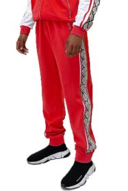 Weiv Mens Snake Side Tape Jogger Pants (Color: Red, size: S)