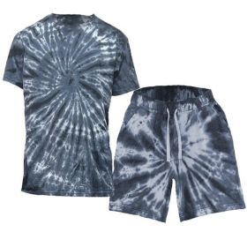 Tye Dye Shirt and Short Set (Color: Black, size: XL)