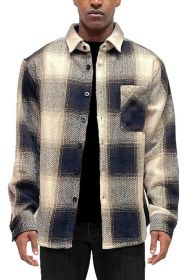 Flannel Shirt Jacket Checkered Plaid Shacket (Color: BROWN, size: XL)