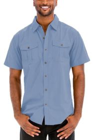 Weiv Two Chest Pocket Button Down Shirt (Color: SKY, size: 2XL)
