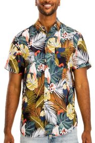 Hawaiian Print Button Down Shirt (Color: MULTI, size: M)