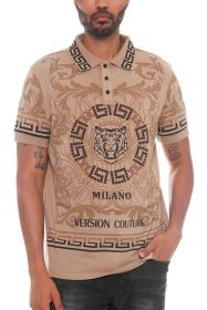 Version Couture Polo Button Down Shirt (Color: KHAKI, size: M)