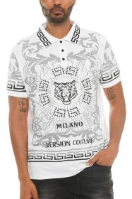 Version Couture Polo Button Down Shirt (Color: White, size: M)