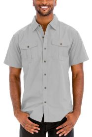 Weiv Two Chest Pocket Button Down Shirt (Color: Grey, size: S)