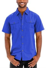Weiv Two Chest Pocket Button Down Shirt (Color: ROYAL, size: XL)