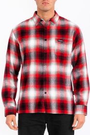 Mens Plaid Long Sleeve Flannel (Color: Red, size: S)