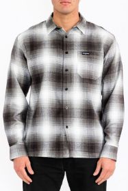 Mens Plaid Long Sleeve Flannel (Color: Grey, size: S)