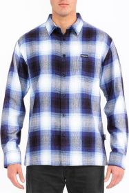 Mens Plaid Long Sleeve Flannel (Color: SKY, size: 3XL)