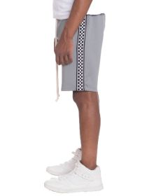 Weiv Mens Checkered Stripe Track Shorts (Color: Grey, size: 2XL)