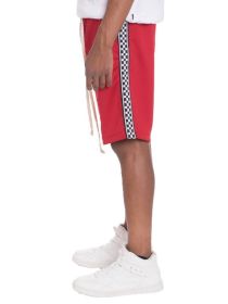 Weiv Mens Checkered Stripe Track Shorts (Color: Red, size: M)
