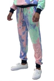 COTTON TYE DYE SWEAT PANTS (Color: LIME PURPLE, size: 3XL)