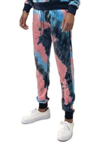 COTTON TYE DYE SWEAT PANTS (Color: BLACK BLUE, size: 3XL)