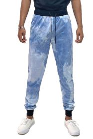 COTTON TYE DYE SWEAT PANTS (Color: WHITE BLUE, size: XL)