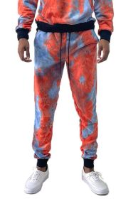 COTTON TYE DYE SWEAT PANTS (Color: BLUE PINK, size: L)