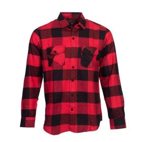 Flannel Casual Button Down Shirts (Color: Red Buffalo, size: L)