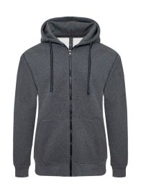 Heavyweight Fleece Zipper Hoodie (Color: CHARCOAL, size: L)