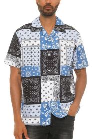 Mens Collared Print Button Down (Color: MULTI, size: L)