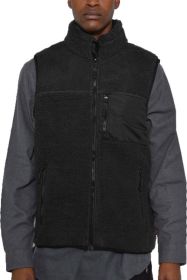 Padded Sherpa Fleece Vest (Color: Black, size: XL)