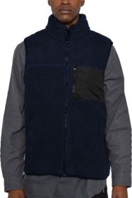 Padded Sherpa Fleece Vest (Color: Navy, size: L)