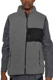 Padded Sherpa Fleece Vest (Color: Grey, size: 3XL)