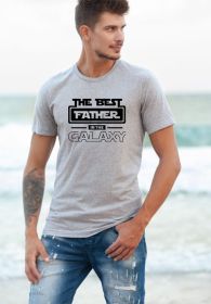 Best Father in the Galaxy Graphic Mens Tee (Color: Oxford Grey, size: 2X)