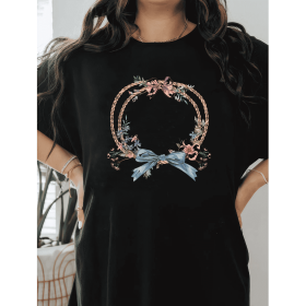 Casual Women's Cotton T-Shirt with Bow Detail - Trendy and Comfortable for Every Season (Style: 336)