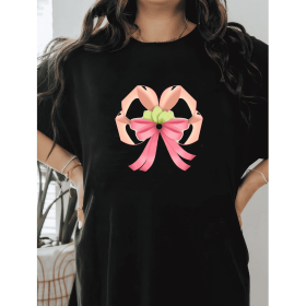 Casual Women's Cotton T-Shirt with Bow Detail - Trendy and Comfortable for Every Season (Style: 316)